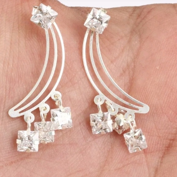 Falling stars sapphire & sterling earrings - Picture 2 of 4